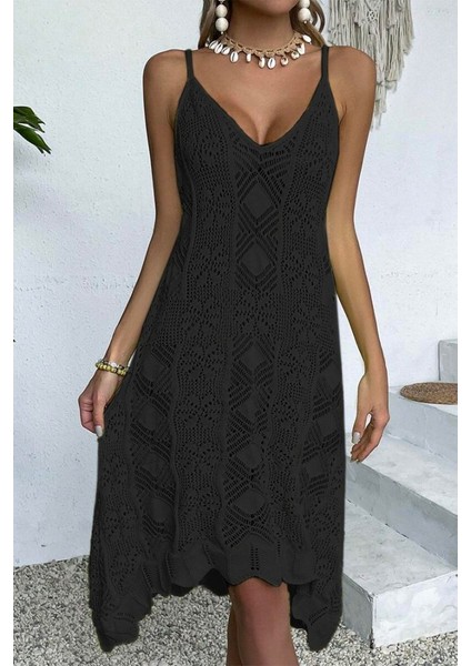 Kadın Ince Askılı Triko Elbise