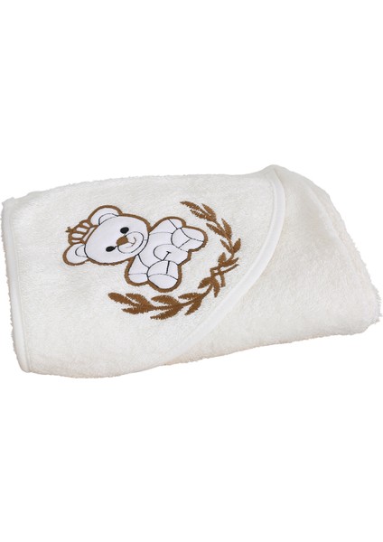 %100 Pamuk Yenidoğan Bebek Kundak Nakışlı Banyo Havlusu Krem modelleri
