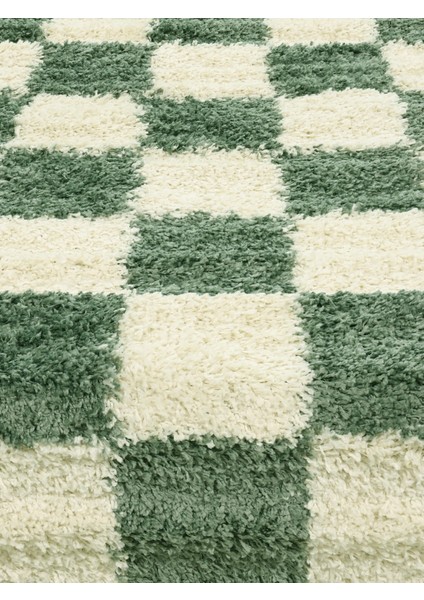 Dama Desenli Kaymaz Taban Yıkanabilir Oval Banyo Paspası Tek Parça 60X100 cm Shaggy Chess indirimleri