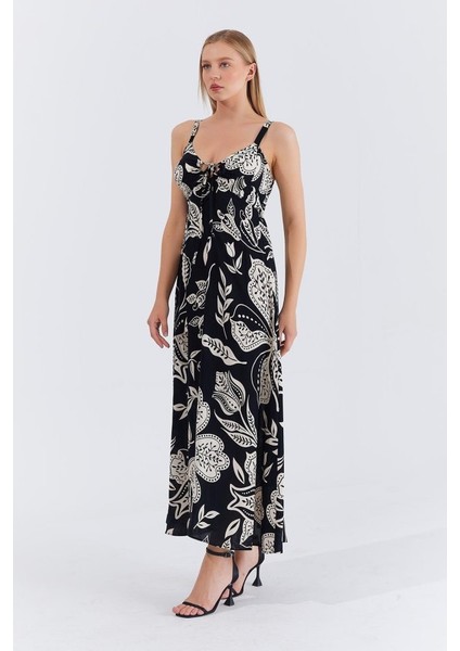 Askılı Viscon Elbise - Siyah modelleri