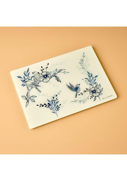 Bleu Blanc Cam Kesme Tahtası Mavi (35X25 Cm)