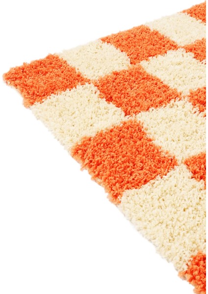 Dama Desenli Kaymaz Taban Yıkanabilir Oval Banyo Paspası Tek Parça 60X100 cm Shaggy Chess modelleri