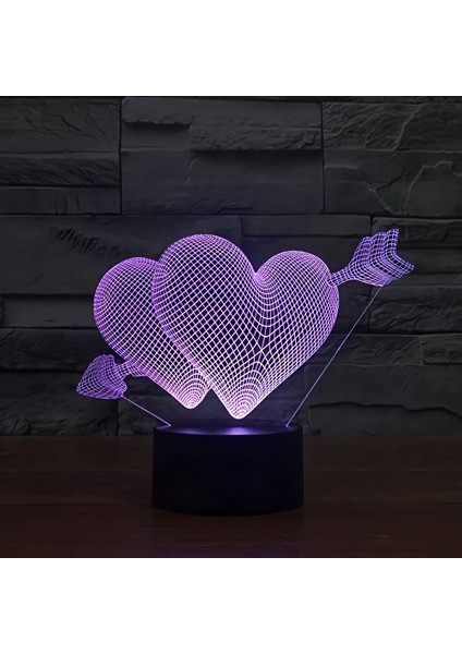 3D Dokunmatik LED Gece Lambası – Pilli & USB Bağlantılı Renk Değiştiren Masaüstü Kalp Ok Şekilli fiyatları