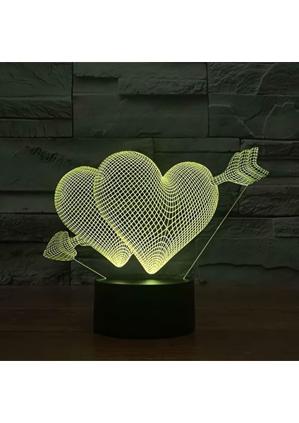 3D Dokunmatik LED Gece Lambası – Pilli & USB Bağlantılı Renk Değiştiren Masaüstü Kalp Ok Şekilli fırsatları