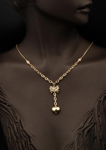 Fiyonk Kalp Sallantılı Kolye Bileklikli 14 Ayar Altın Set fiyatları