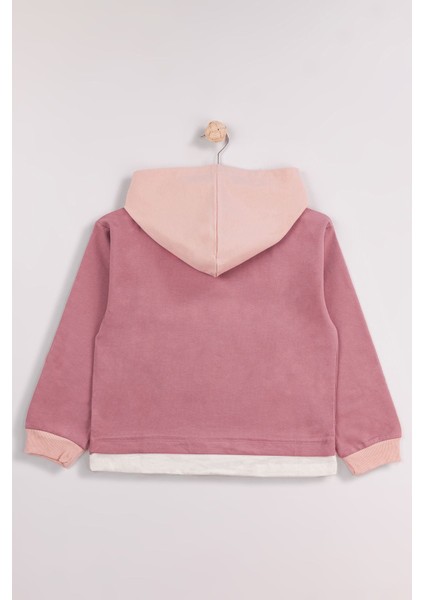 Kız Çocuk Orta Kalınlıkta P Nakışlı Kapşonlu Sweatshirt fiyatları