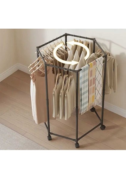 Altıgen Siyah Kıyafet Askısı Metal Yatak Odası ve Balkon Için Askılık 80*120 cm 1107-CN fiyatları