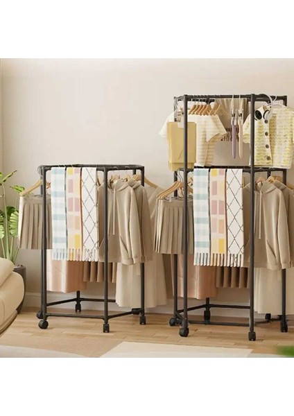 Altıgen Siyah Kıyafet Askısı Metal Yatak Odası ve Balkon Için Askılık 80*120 cm 1107-CN indirimleri