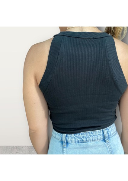 Halter Yaka Fitilli Kumaş Crop fiyatları