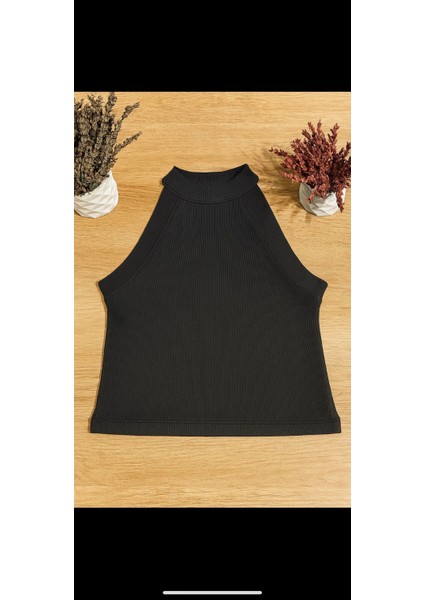 Halter Yaka Fitilli Kumaş Crop modelleri