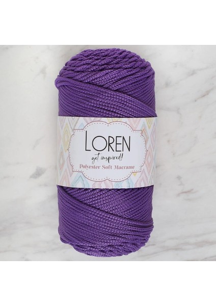 Loren Polyester Soft Macrame Koyu Mor El Örgü Ipi - LM025 - 34434