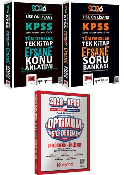 2026 Kpss Lise Ön Lisans Tek Kitap Efsane Konu Soru - Optimum 5 Deneme