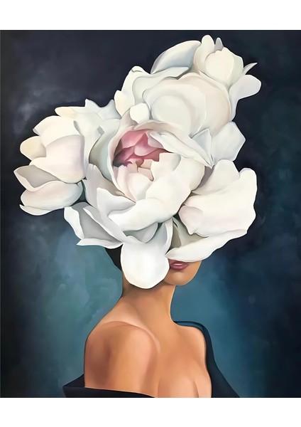 5D Elmas Boyama Seti – Çiçekli Kadın | 40x50 cm - Tuvale Gerili Diamond Painting Sayılarla Boyama Mozaik Tablo fiyatları