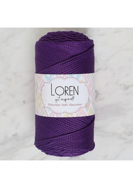 Loren Polyester Soft Macrame Koyu Mor El Örgü Ipi - LM037 - 34442