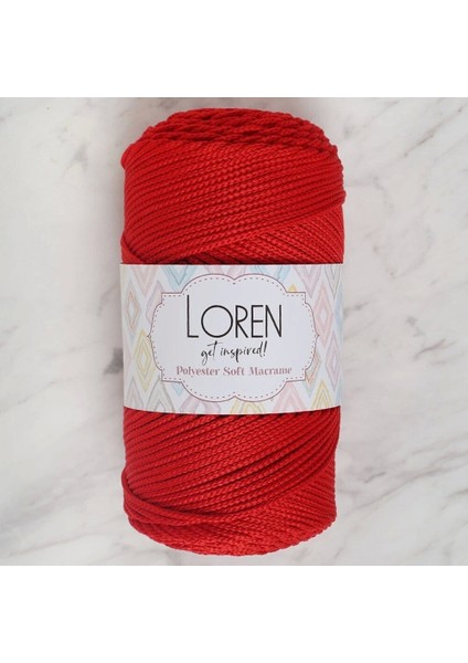 Loren Polyester Soft Macrame Kırmızı El Örgü Ipi - LM019 - 34432
