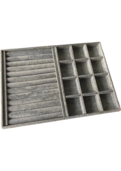 Berlin Model Süet Kumaş Gri Renk 24/34 cm Sosisli- Bölmeli Takı Sergileme Standı modelleri