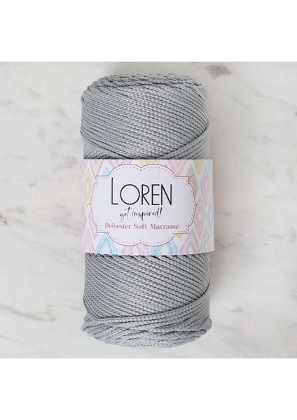 Loren Polyester Soft Macrame Açık Gri El Örgü Ipi - LM036 - 34441