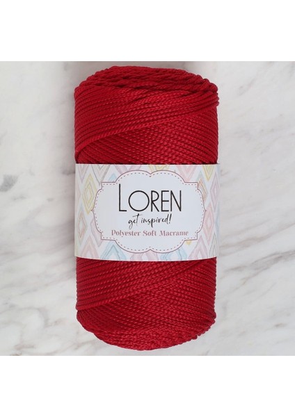 Loren Polyester Soft Macrame Koyu Kırmızı El Örgü Ipi - LM020 - 34433