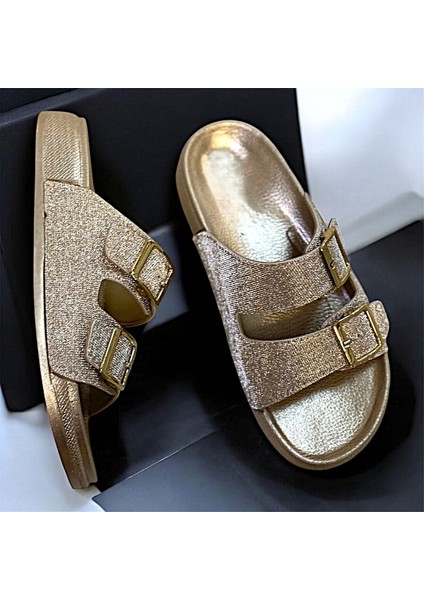 Simli Tokalı Altın Ortopedik Bayan Terliği modelleri