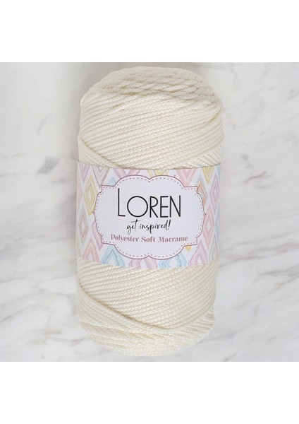 Loren Polyester Soft Macrame Krem El Örgü Ipi - LM003 - 34427