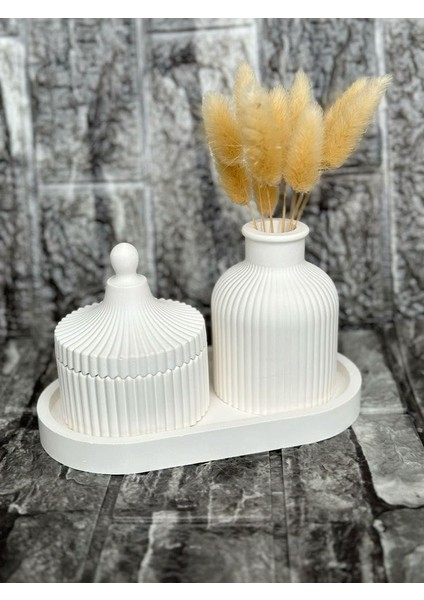 Dekoratif Standlı Vazo Mum Set