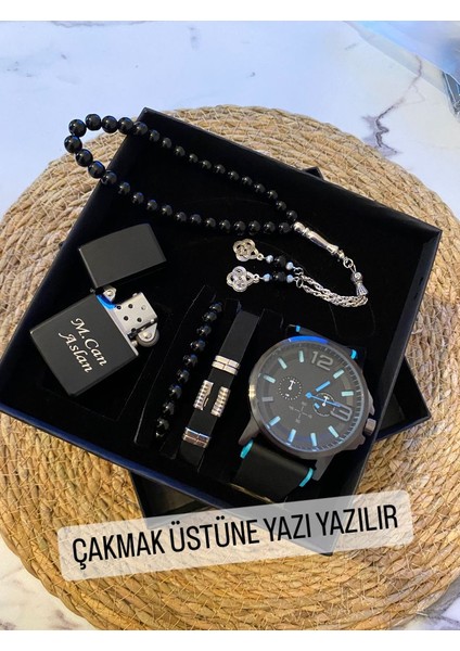 Özel Kutulu Hediyelik Erkek Kombin Saat Seti Eşinize Sevgilinize Hediye Seti - 6042