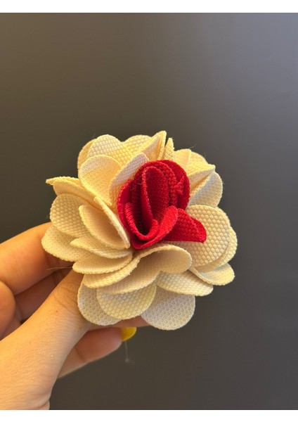 2 Renkli Kabartma Çiçek Kadın Broş Yaka Türban Iğnesi 7x7 cm