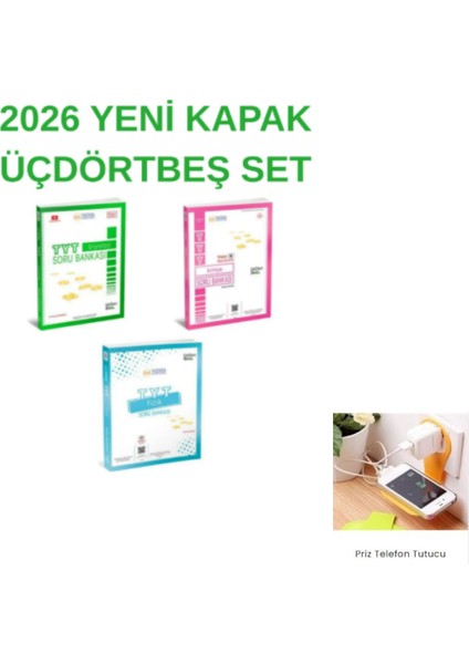 Üç Dört Beş Yayıncılık Tyt Fizik Kimya Biyoloji Set 2025 Güncel Basım Priz Tutucu Hediye