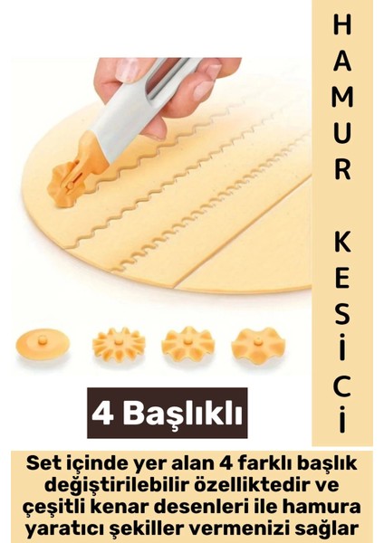 Dayanıklı Ergonomik Hamur Makarna Kurabiye Değiştirilebilir 4 Başlıklı Şekillendirici Hamur Kesici