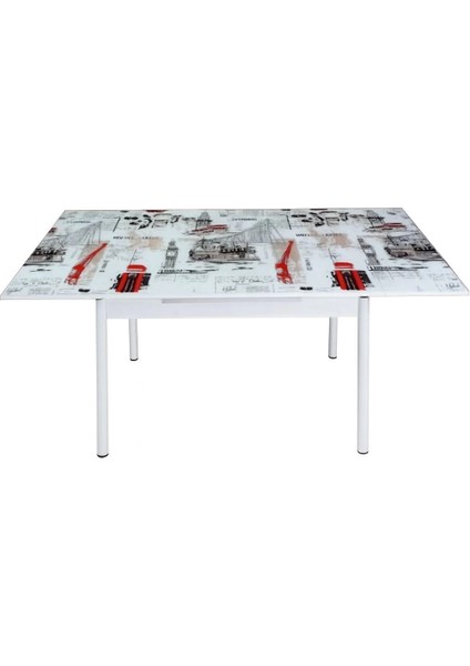 Yandan Açılır Büyüyen Cam Mutfak Masası Dünya Desen Beyaz Ayaklı 70X110 fiyatları
