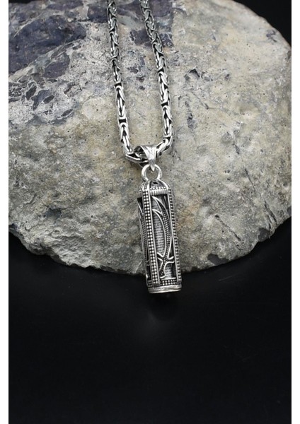 Cevşen Hz. Ali Zülfikar Kılıcı 925 Ayar Gümüş Kolye Kral Zincir 2mm 902178