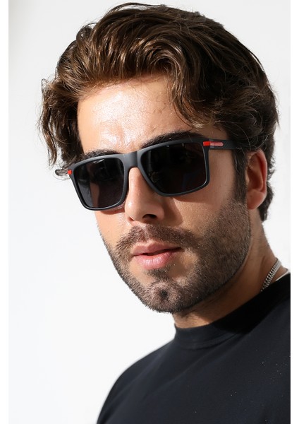 Erkek Mat Siyah Kare Polarize Güneş Gözlüğü 23059 C2 P M fırsatları