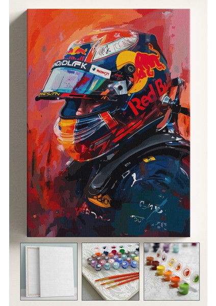 Sayılarla Boyama Çerçeveli Hobi Seti Numaralı Tuval Fırça Boya Dahil Kasnaklı 40X50 cm F1 Moto