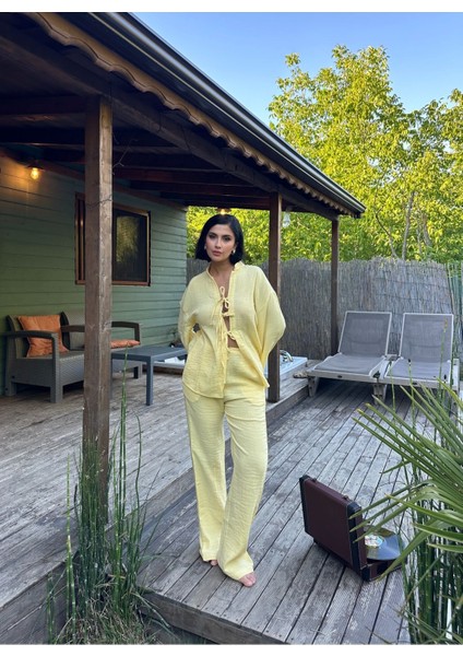 Önü Bağlamalı Muslin Takım