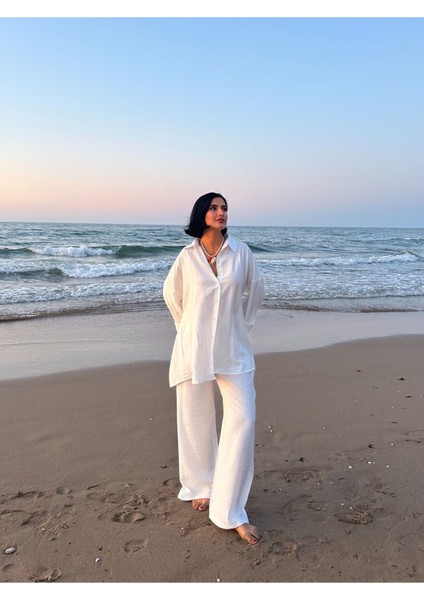 Çilek Keten Gömlekli Oversize Takım fiyatları