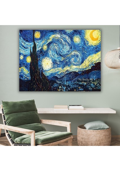 5D Elmas Boyama Seti – Van Gogh Yıldızlı Gece | 40x50 cm - Tuvale Gerili Diamond Painting Sayılarla Boyama Mozaik Tablo fiyatları