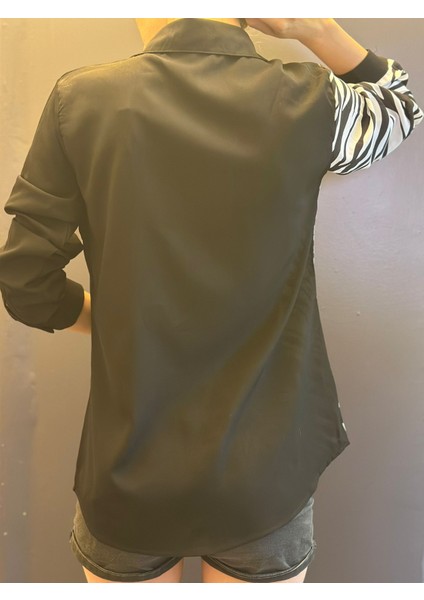 Zebra Desenli Şifon Kadın Gömlek M Beden fiyatları