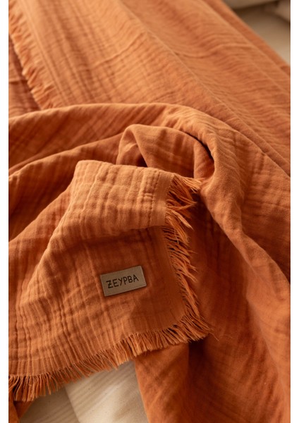 %100 Pamuk 3 Katlı Müslin Yatak Örtüsü | Tarçın | Double Face | 240X240 cm | modelleri