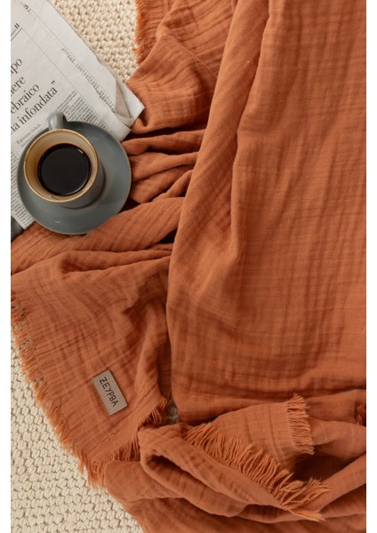 %100 Pamuk 3 Katlı Müslin Yatak Örtüsü | Tarçın | Double Face | 240X240 cm | fırsatları