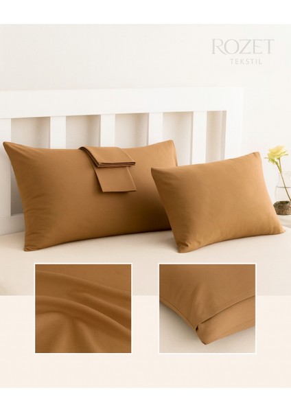 Kahverengi Yastık Kılıfı Pamuk Kumaş Kapaklı (2 Adet) 50 x 70 cm fiyatları
