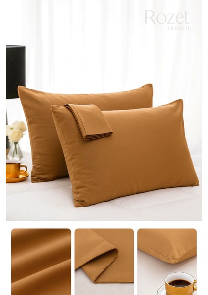 Kahverengi Yastık Kılıfı Pamuk Kumaş Kapaklı (2 Adet) 50 x 70 cm fırsatları