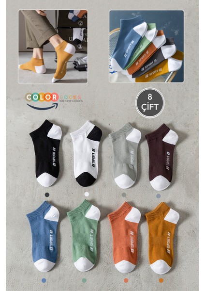 8 Çift Erkek Sport Patik Çorap Seti