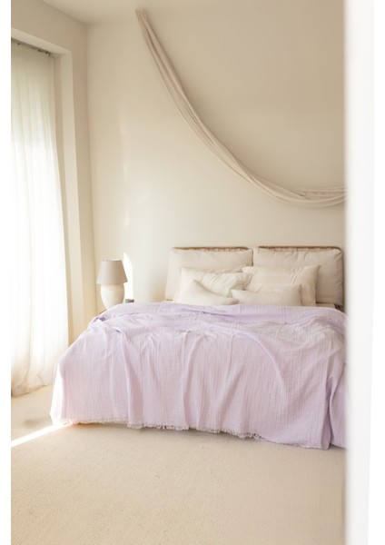 %100 Pamuk 3 Katlı Müslin Yatak Örtüsü|lila | Double Face | 240X240 cm | modelleri