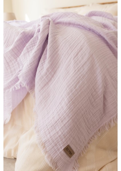 %100 Pamuk 3 Katlı Müslin Yatak Örtüsü|lila | Double Face | 240X240 cm | fırsatları