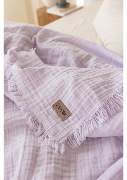 %100 Pamuk 3 Katlı Müslin Yatak Örtüsü|lila | Double Face | 240X240 cm | fiyatları