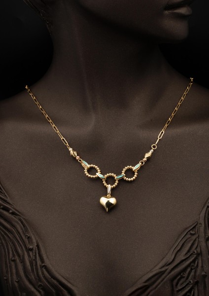 Kalp Figürlü 14 Ayar Altın Kolye & Bileklik Takı Seti fiyatları