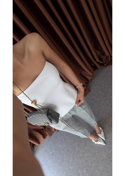 Çift Kat Dilvin Beyaz Straplez Top fiyatları