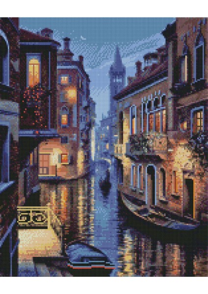 5D Elmas Boyama Seti – Venedik Gecesi | 40x50 cm - Tuvale Gerili Diamond Painting Sayılarla Boyama Mozaik Tablo fiyatları