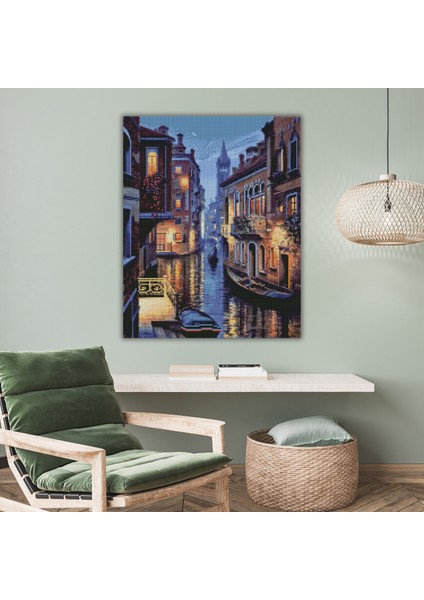 5D Elmas Boyama Seti – Venedik Gecesi | 40x50 cm - Tuvale Gerili Diamond Painting Sayılarla Boyama Mozaik Tablo fırsatları