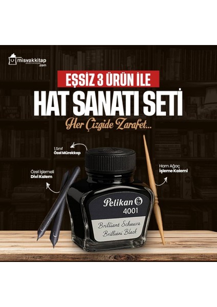 Divit Kalem Seti (Özel Ahşap Işleme Divit + Divit Ucu + Siyah Pekilan Mürekkep 4001)